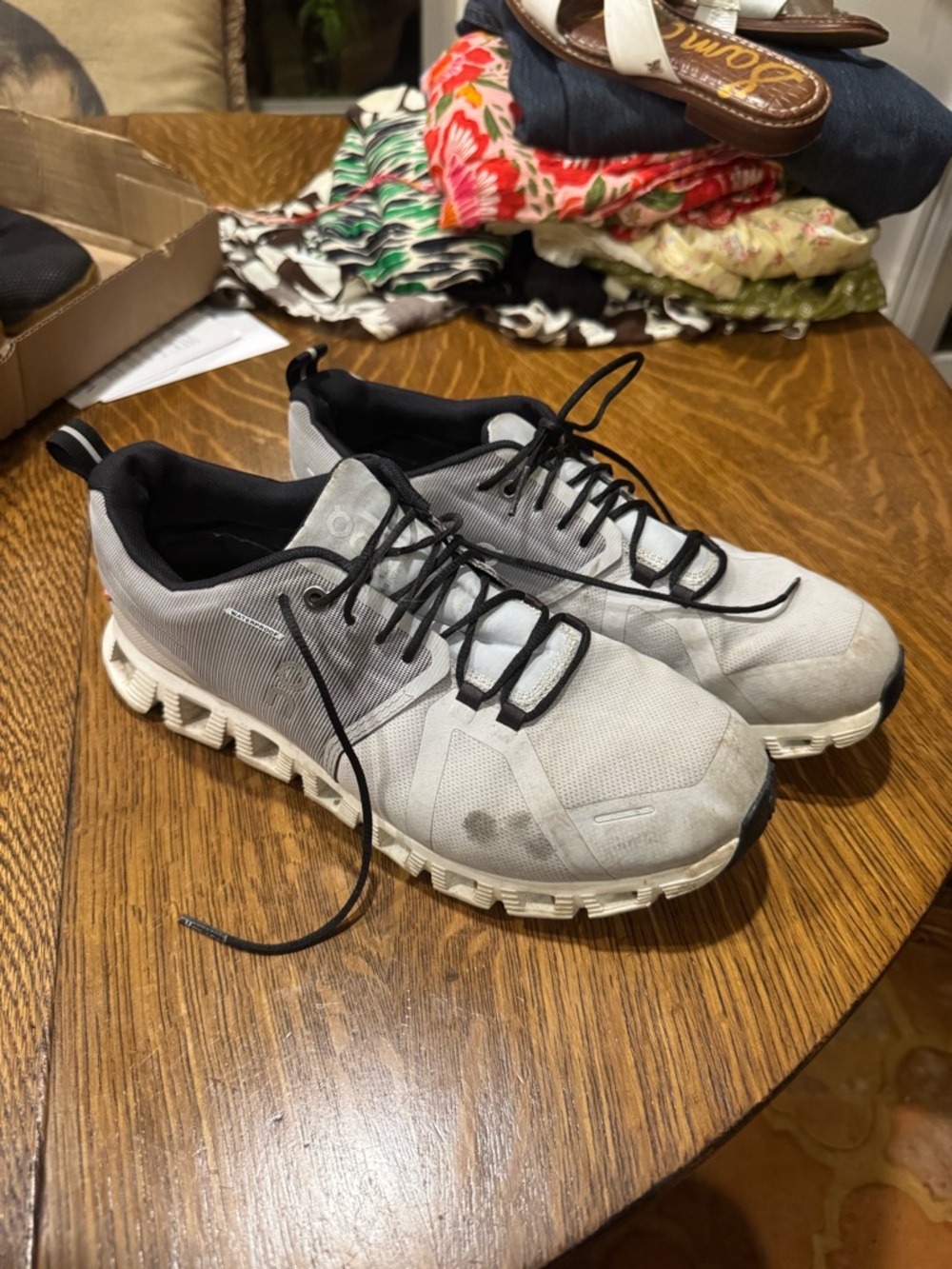 on cloud grey shoes